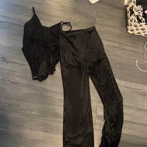Stripped pant set